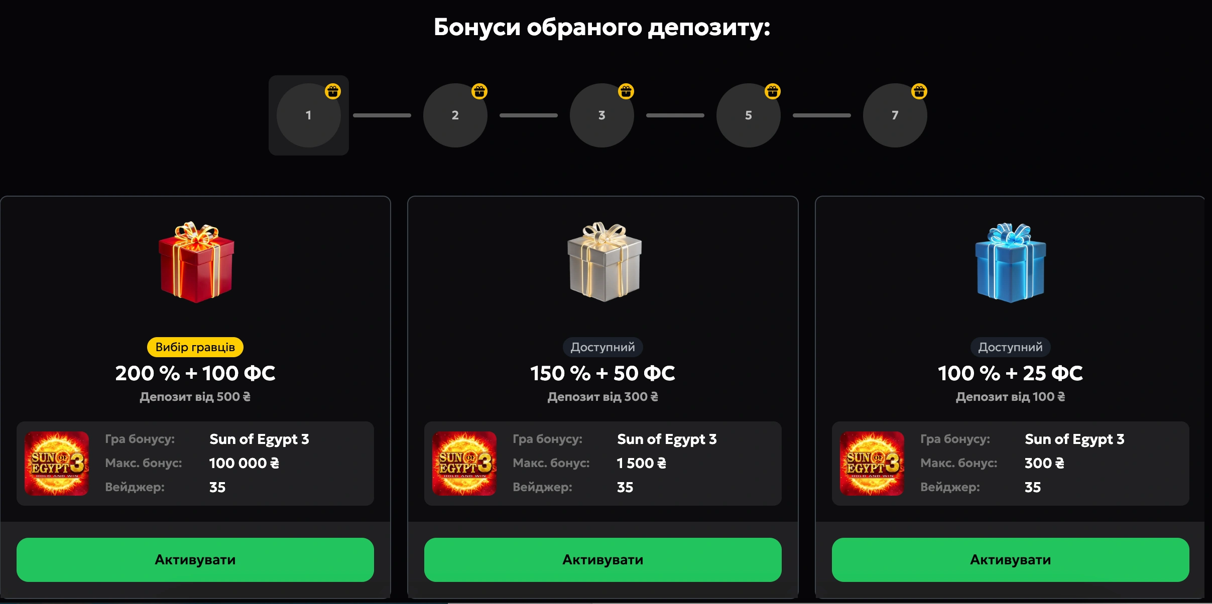Вітальний бонус при реєстрації